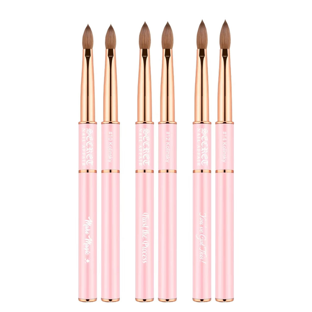 Pink 100% Kolinsky Acrylic Brushes