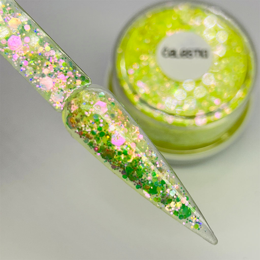 Celestia - Part of the Pastel Skies Collection High quality, Ultra Smooth Powder Packed with Custom Glitter Mixes.  Our glitter acrylic powders have been hand mixed to perfection and tested repeatedly to bring you the best consistency possible.  Product Type: Glitter Acrylic Powder