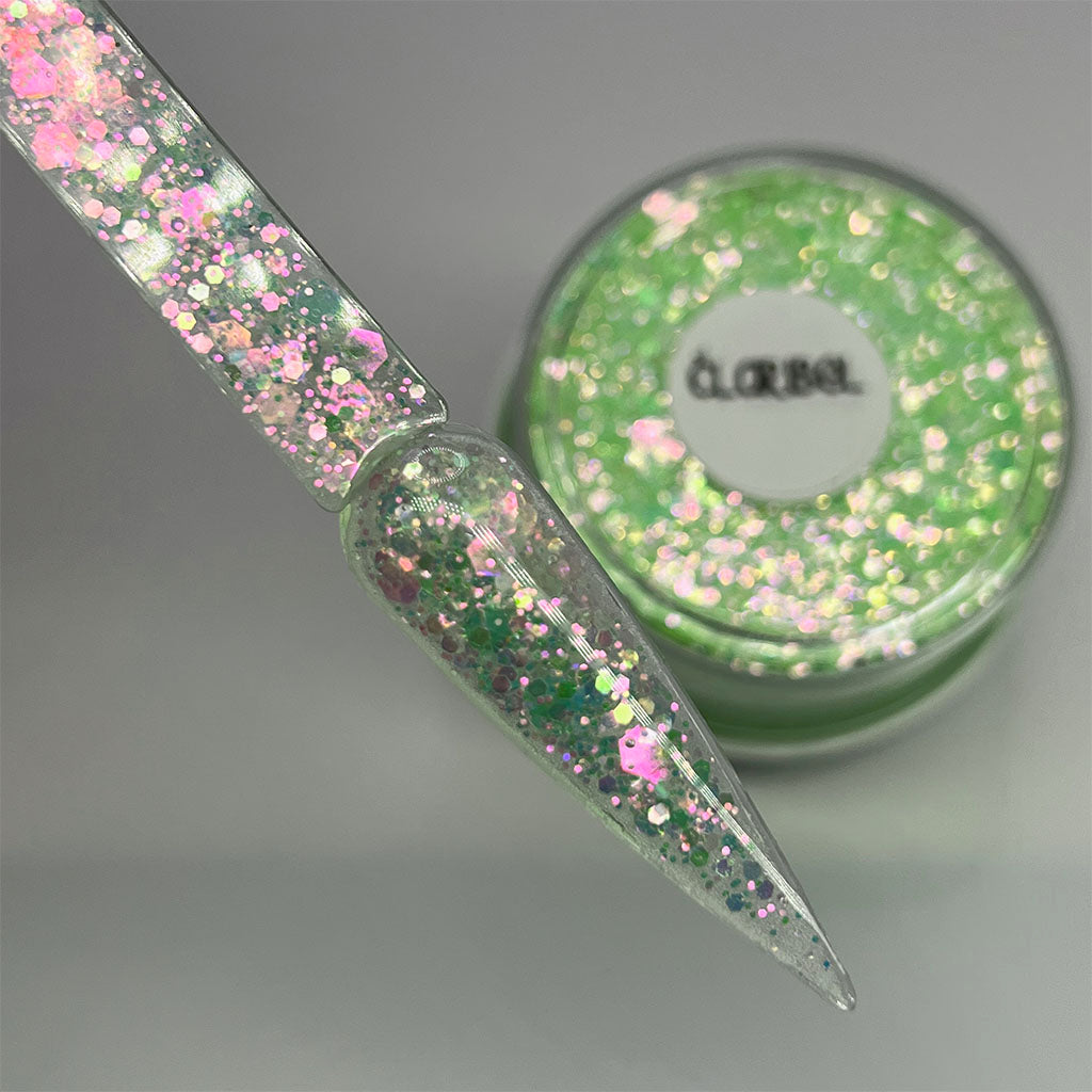 Claribel - Part of the Pastel Skies Collection High quality, Ultra Smooth Powder Packed with Custom Glitter Mixes.  Our glitter acrylic powders have been hand mixed to perfection and tested repeatedly to bring you the best consistency possible.  Product Type: Glitter Acrylic Powder