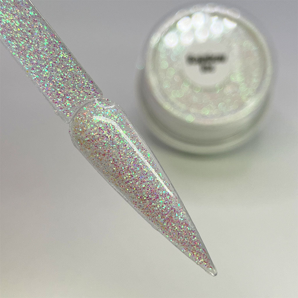 Rainbow Ice - Part of The Magical Realm Collection High quality, Ultra Smooth Powder Packed with Custom Glitter Mixes.  Our glitter acrylic powders have been hand mixed to perfection and tested repeatedly to bring you the best consistency possible.  Product Type: Glitter Acrylic Powder